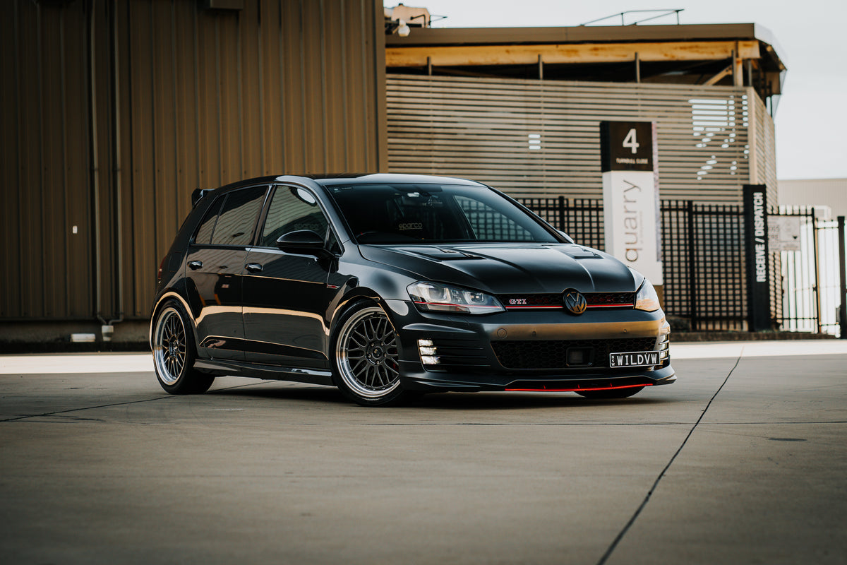 Volkswagen Golf GTI (Mk7) on SpeedWorks SW02 19x8.5 +35 Hyper Black & Machine Lip alloy wheels