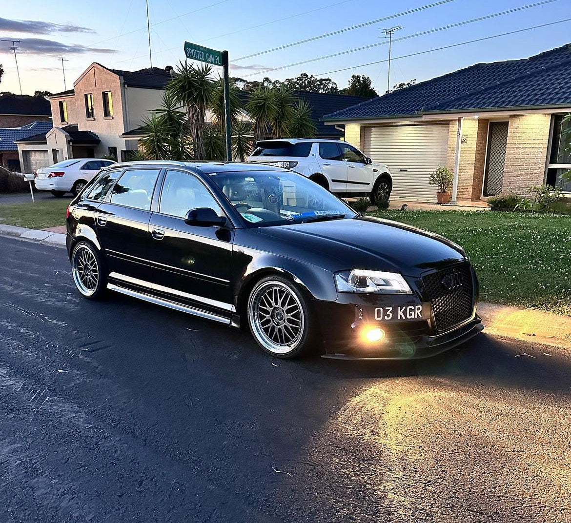 Audi A3 Sportback (8P) on SpeedWorks SW02 19x8.5 +35 Hyper Black & Machine Lip alloy wheels