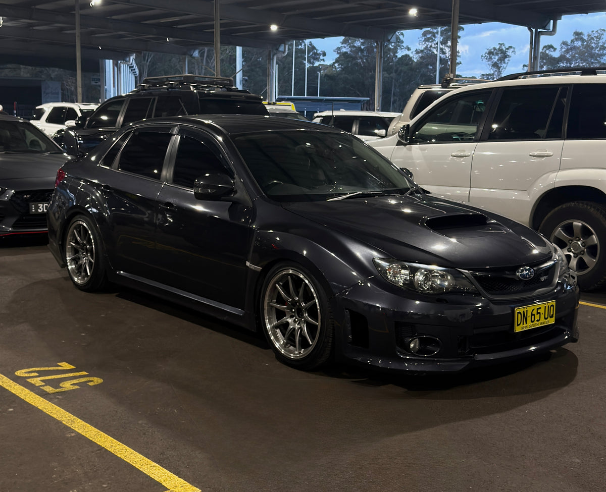 Subaru Impreza WRX (GV) on SpeedWorks SW05 18x9.5 +35 Hyper Black & Machine Lip alloy wheels