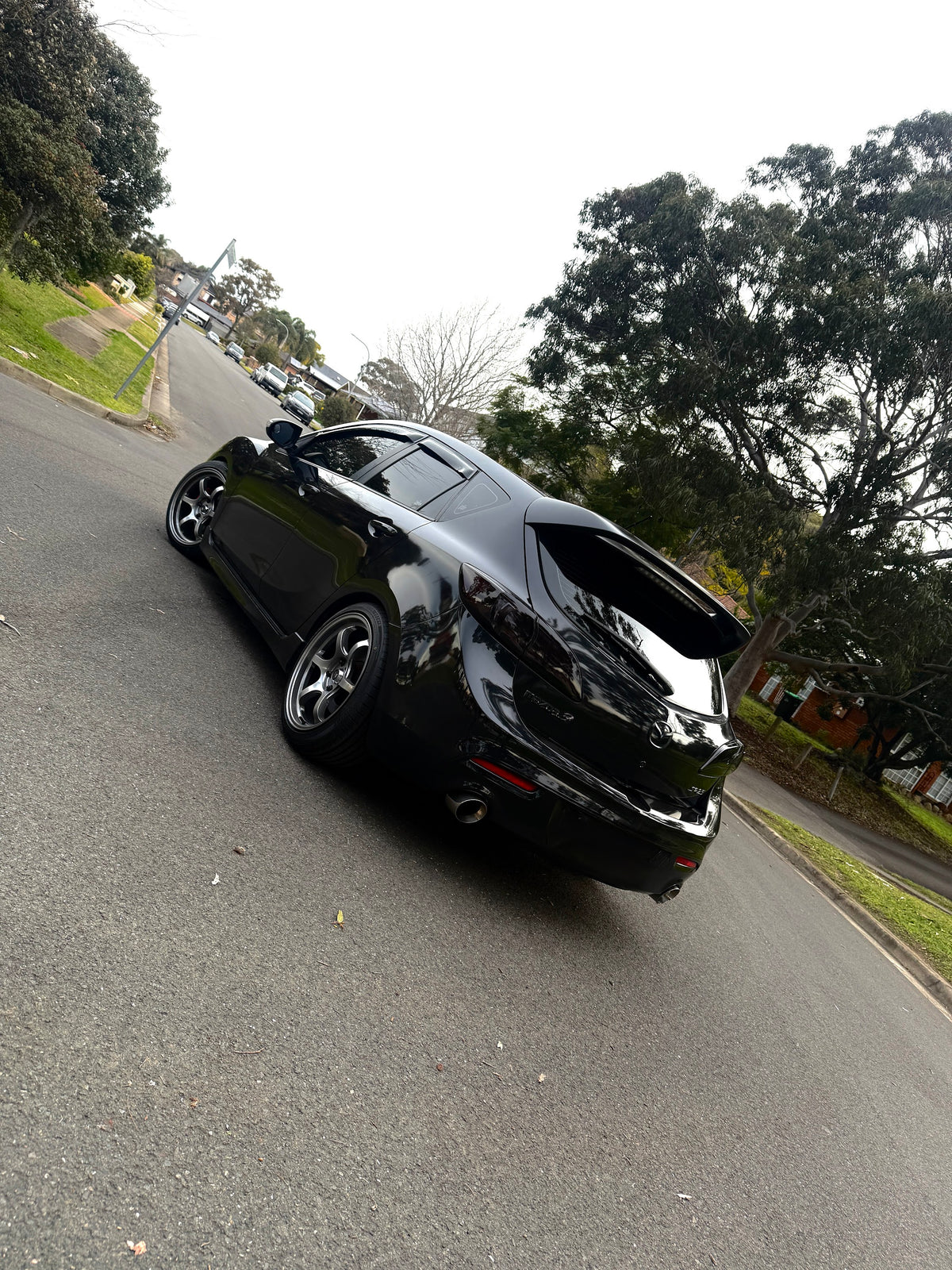Mazda3 (BL) on SpeedWorks SW15 18x8.5 +35 Hyper Black alloy wheels