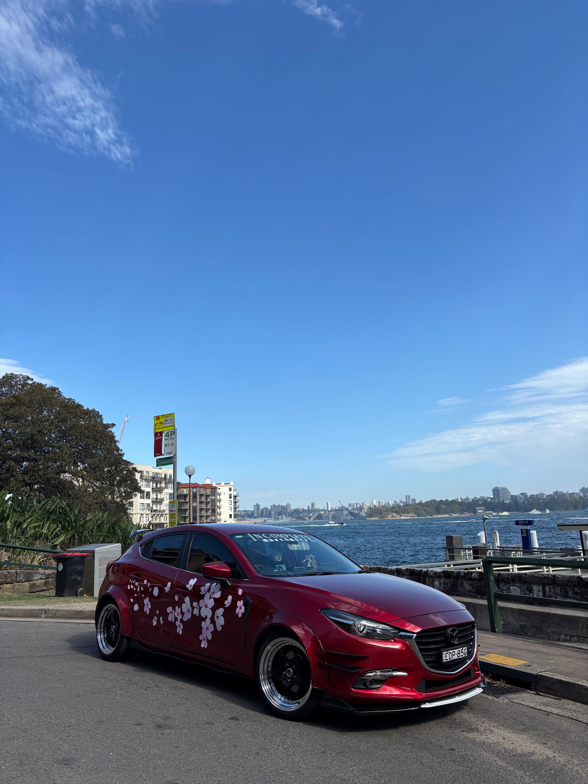 Mazda3 (BN) on SpeedWorks SW06 18x8.5 +35 Gloss Black & Machine Lip alloy wheels