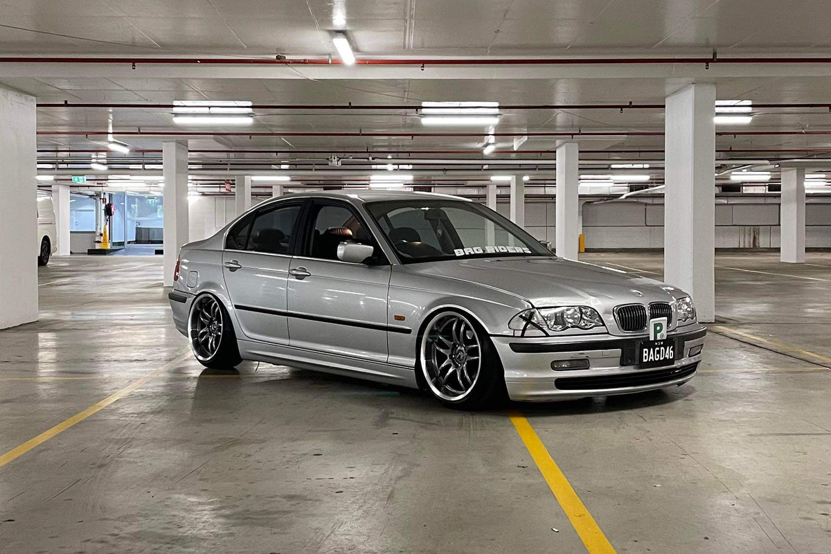 BMW 3 Series Sedan (E46) on SpeedWorks SW12 18x9.5 +22 Hyper Black & Machine Lip alloy wheels, customer photo 1 of 2