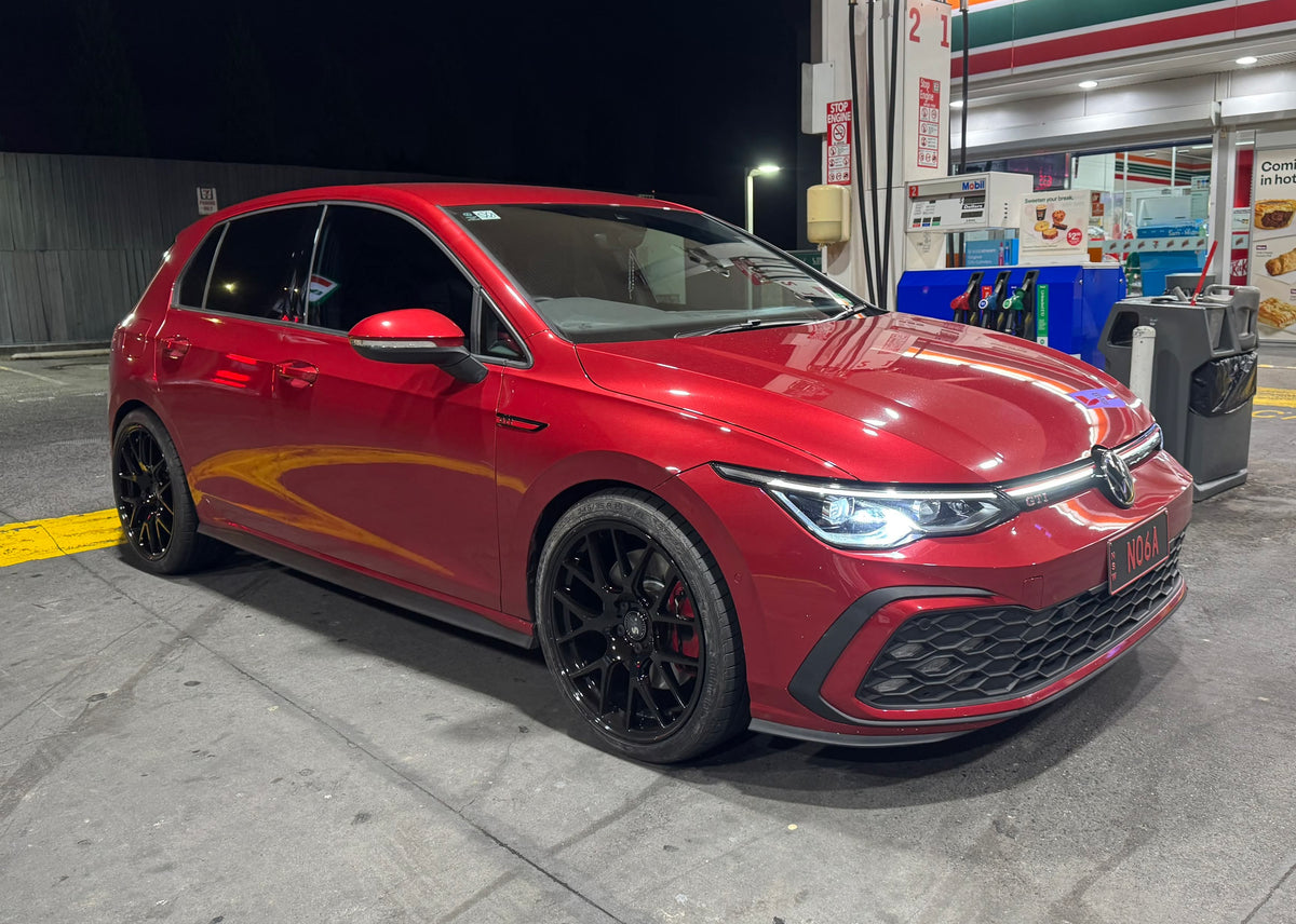 Volkswagen Golf GTI (Mk8) on SpeedWorks SW09 19x8.5 +35 Gloss Black alloy wheels