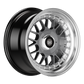 SpeedWorks SW13 15-inch alloy wheel in Hyper Black, Machine Lip & Silver Rivets