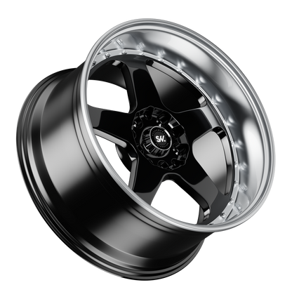 SpeedWorks SW13 17-inch alloy wheel in Gloss Black & Machine Lip