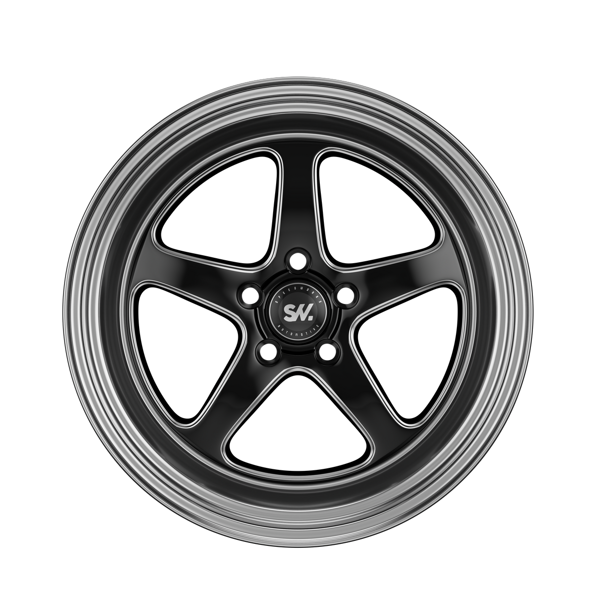 SpeedWorks SW17 18-inch alloy wheel in Gloss Black & Machine Lip front view