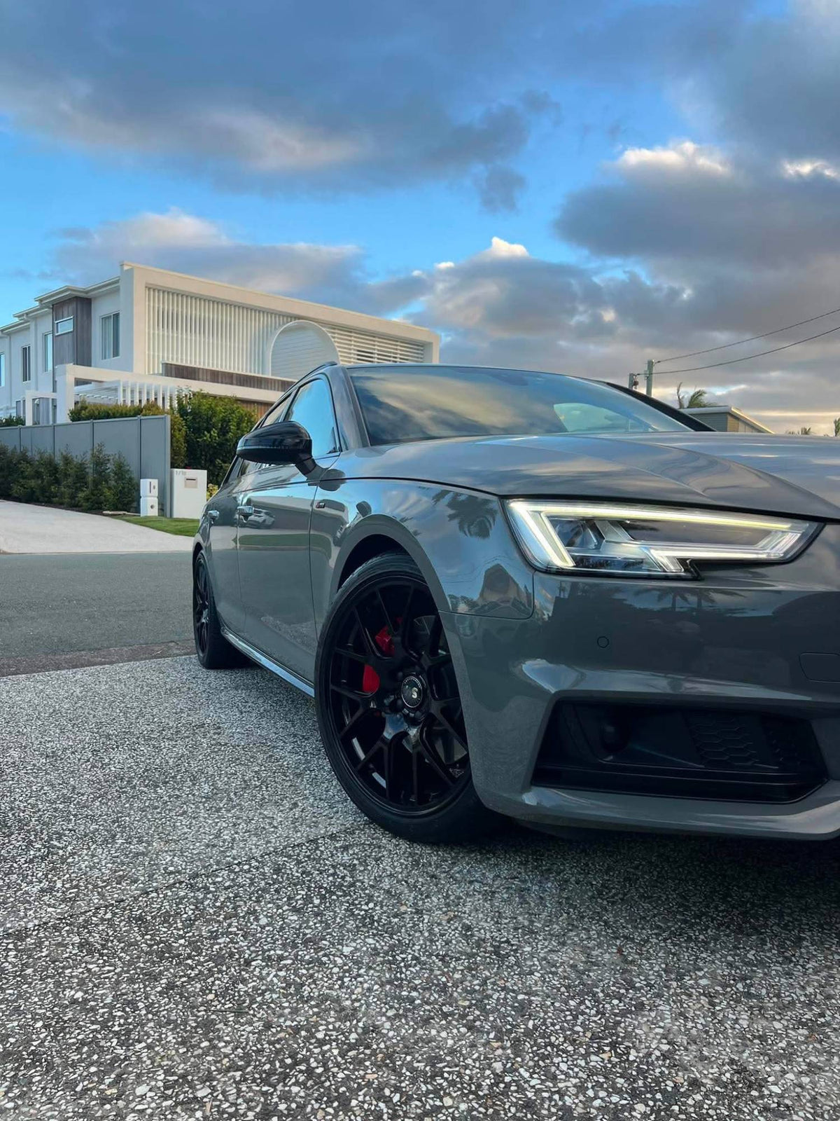 Audi A4 Avant (B9) on SpeedWorks SW09 19x8.5 +35 Gloss Black alloy wheels
