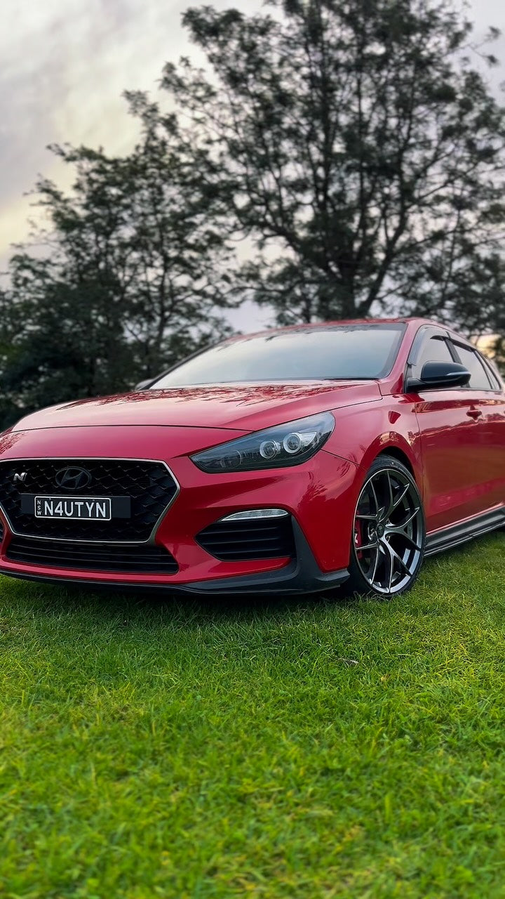 Hyundai i30 N on SpeedWorks SW16 18x8.5 +38 Hyper Black alloy wheels