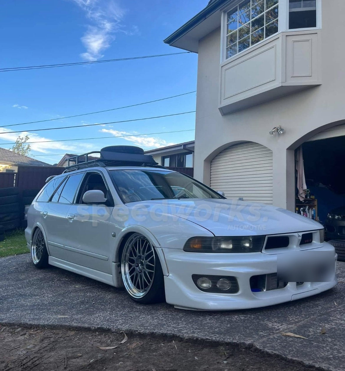 Mitsubishi Legnum / Galant Wagon on SpeedWorks SW02 18x8 +35 Hyper Black & Machine Lip alloy wheels