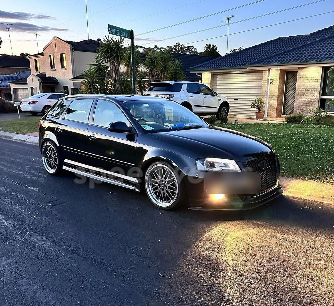 Audi A3 Sportback (8P) on SpeedWorks SW02 19x8.5 +35 Hyper Black & Machine Lip alloy wheels