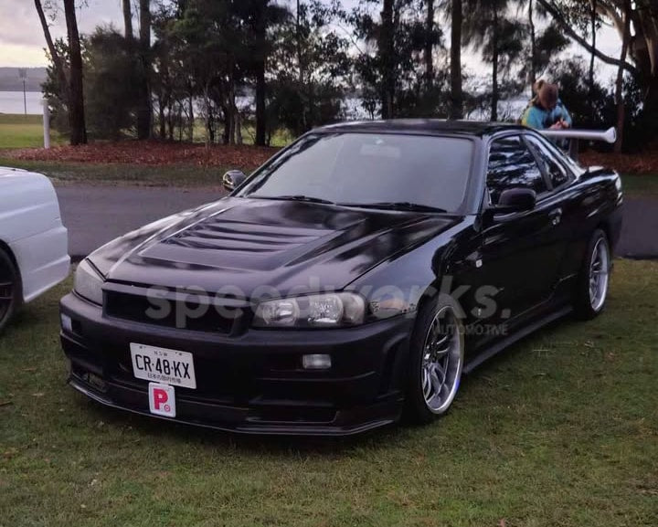 Nissan Skyline Coupe (R34) on SpeedWorks SW12 18x9.5 +22 Hyper Black & Machine Lip alloy wheels, customer photo 1 of 3