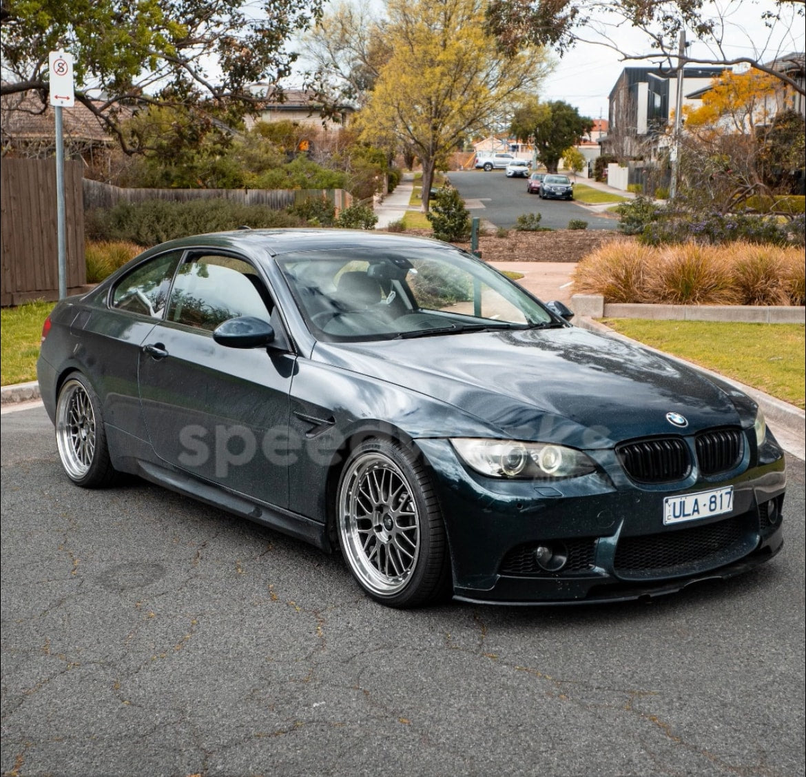 BMW 3 Series Coupe (E92) on SpeedWorks SW02 Staggered: 19x8.5 +30 / 19x9.5 +25 Hyper Black & Machine Lip alloy wheels