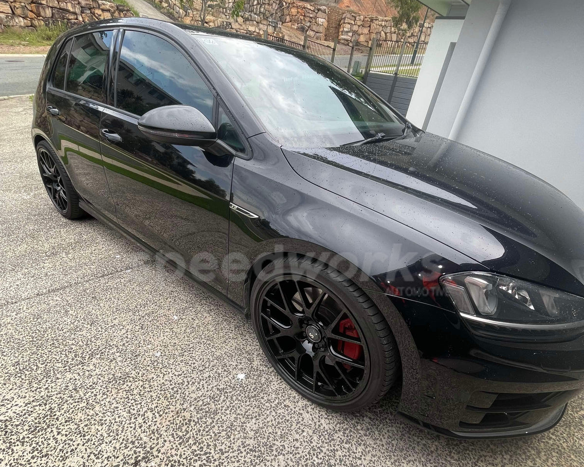 Volkswagen Golf (Mk7) on SpeedWorks SW09 19x8.5 +35 Gloss Black alloy wheels