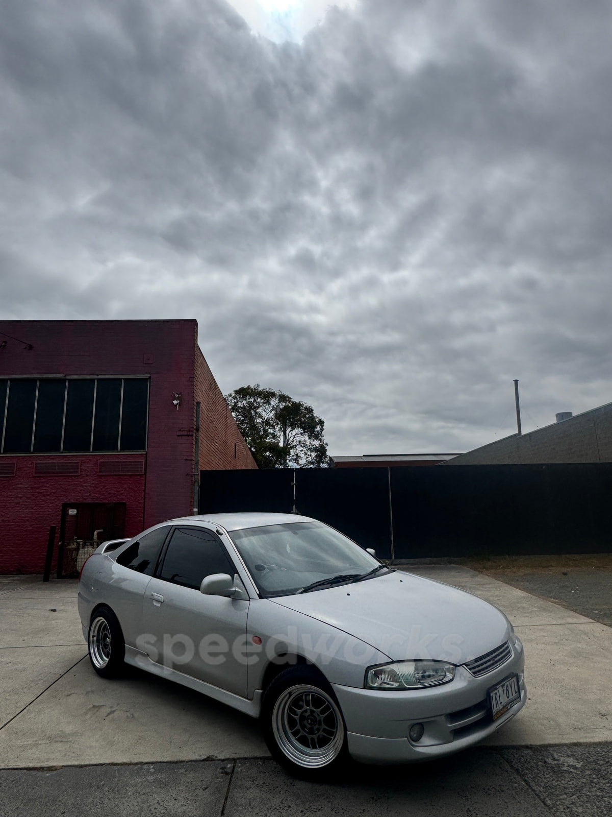 Mitsubishi Mirage Coupe (CE) on SpeedWorks SW08 15x8 +15 Hyper Black & Machine Lip alloy wheels
