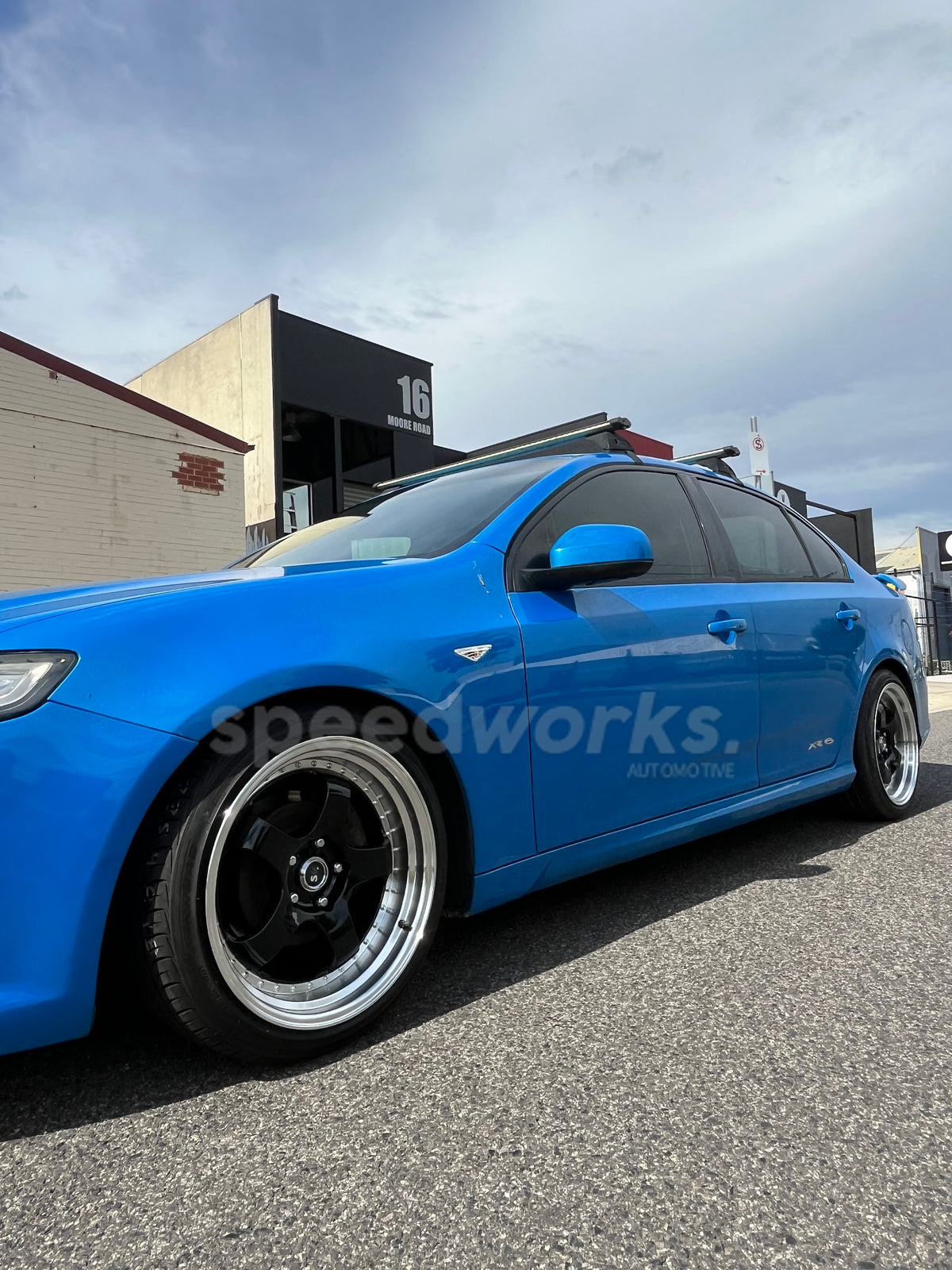 Ford Falcon (FG) on SpeedWorks SW06 18x8.5 +35 Gloss Black & Machine Lip alloy wheels, customer photo 2 of 2