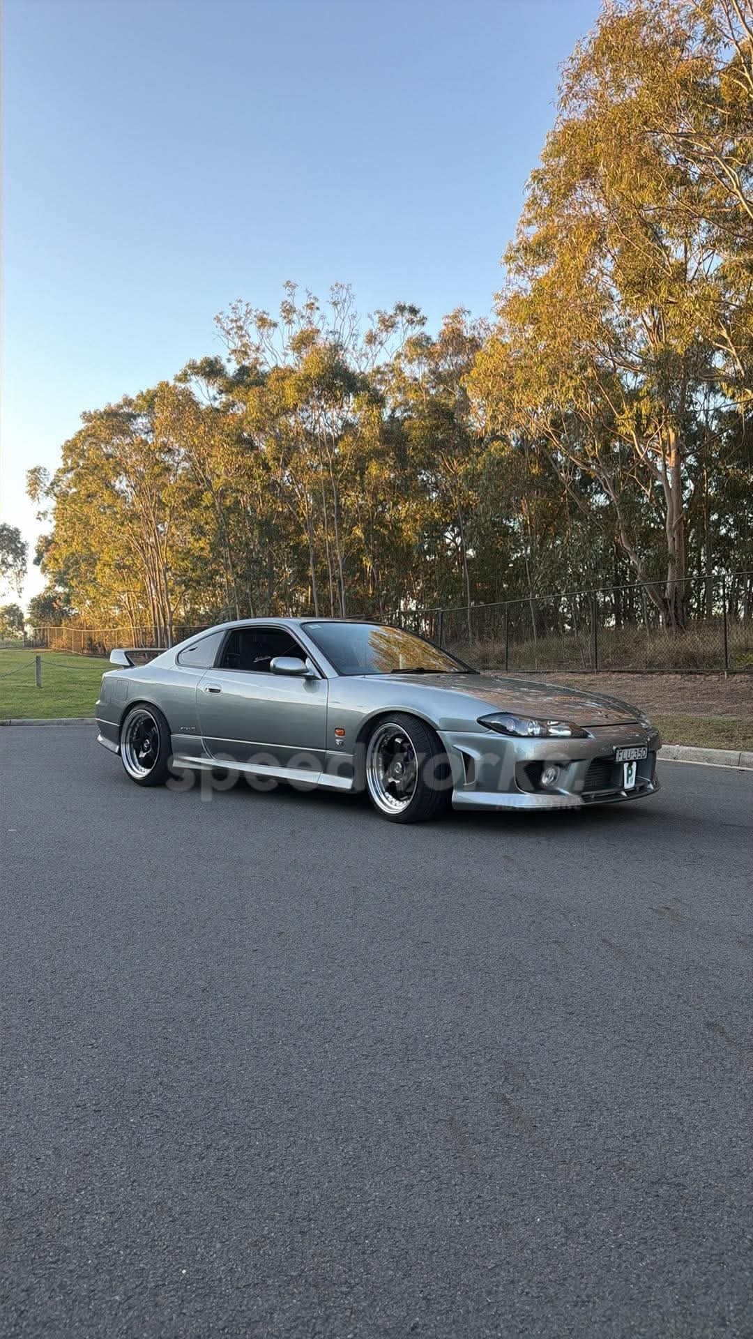 Nissan Silvia (S15) on SpeedWorks SW06 Staggered: 18x8.5 +35 / 18x9.5 +25 Gloss Black & Machine Lip alloy wheels, customer photo 1 of 2