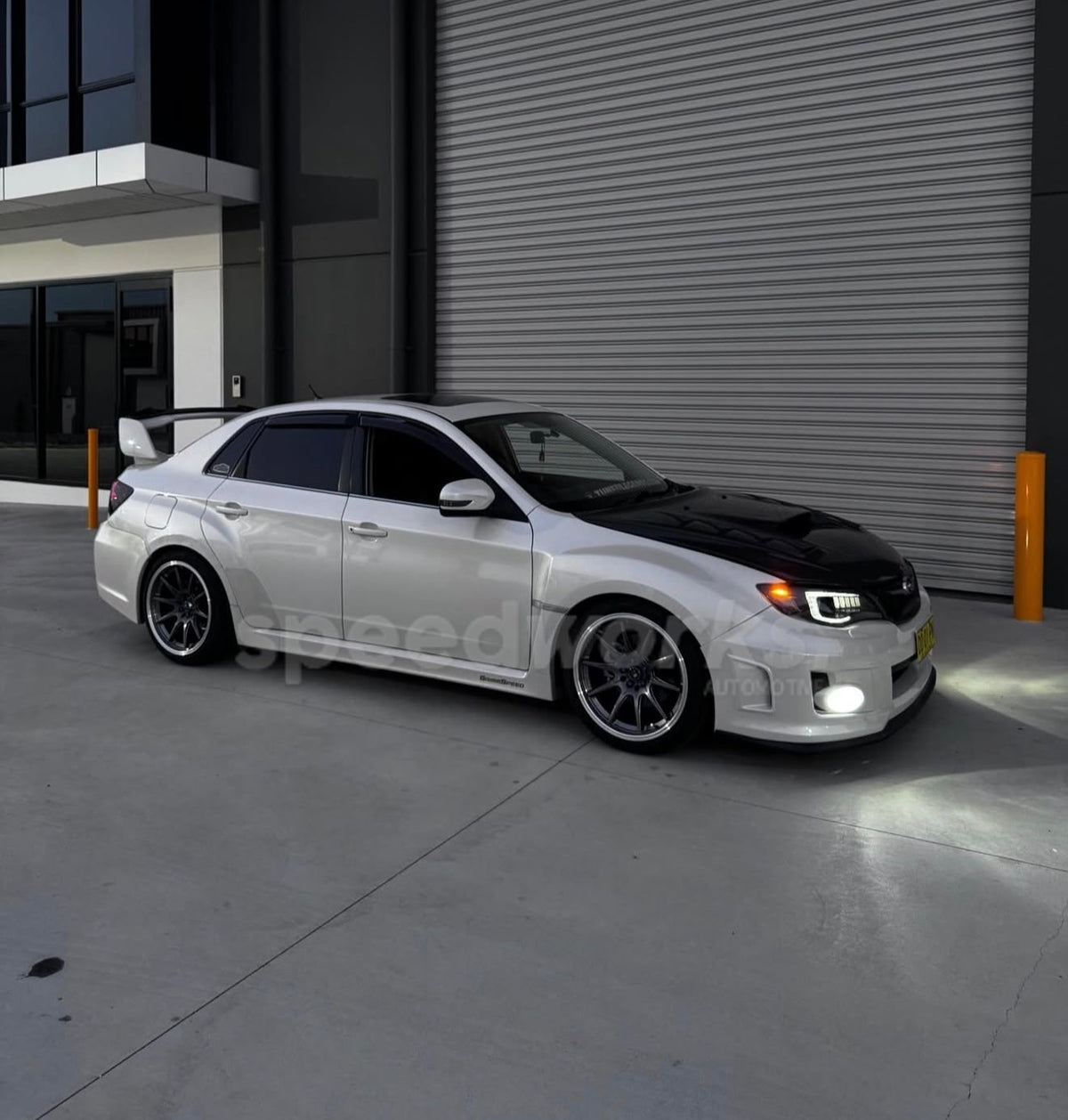 Subaru Impreza WRX STI (GV) on SpeedWorks SW05 18x9.5 +35 Hyper Black & Machine Lip alloy wheels