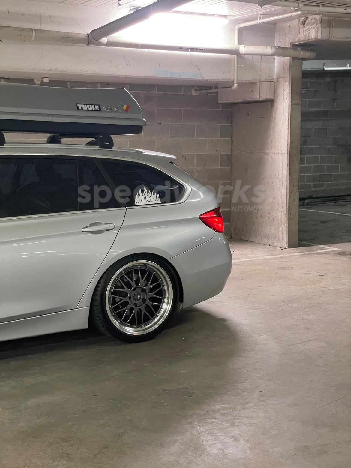 BMW 3 Series Touring (F31) on SpeedWorks SW02 19x8.5 +30 Hyper Black & Machine Lip alloy wheels, customer photo 4 of 4