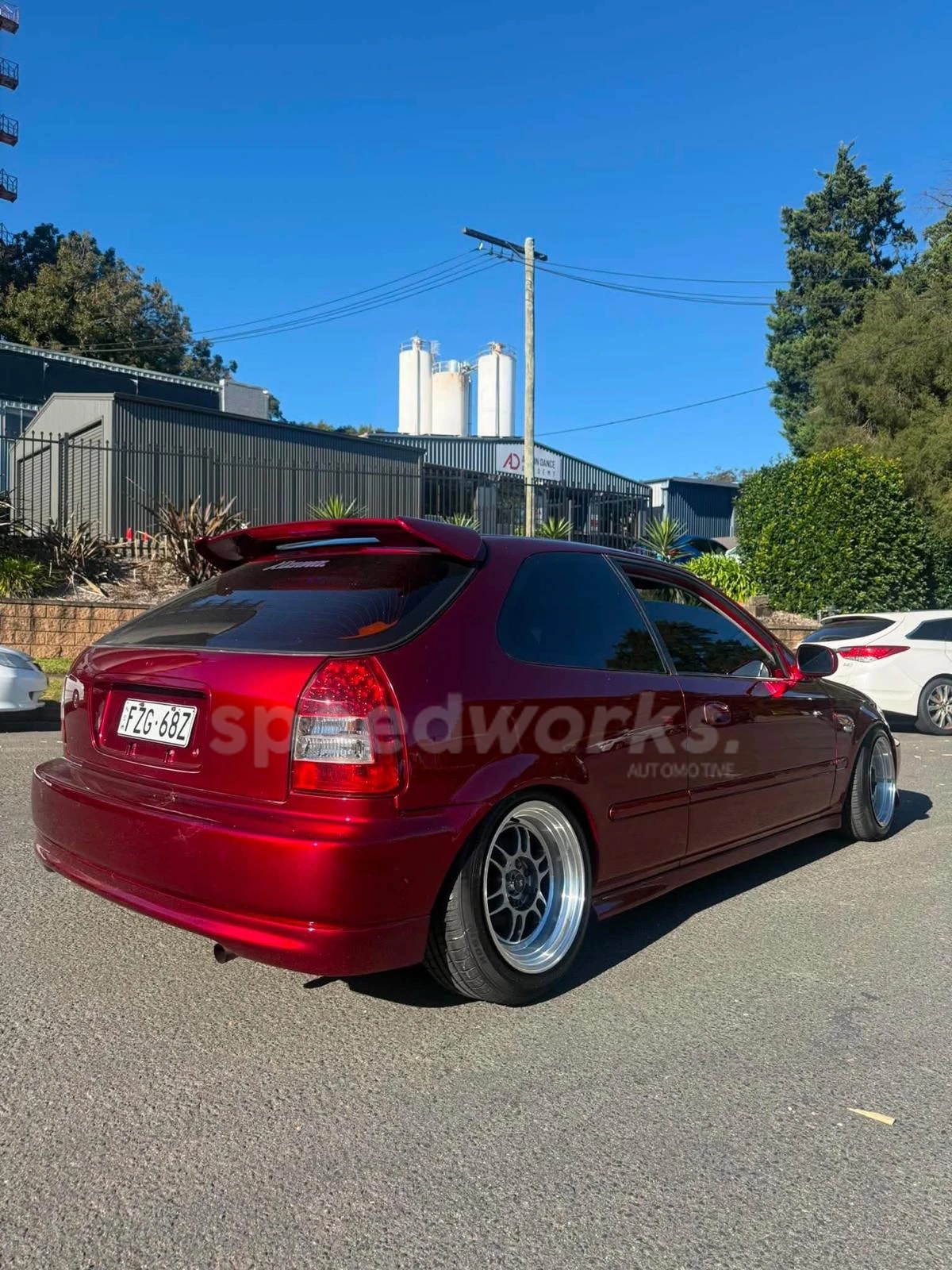 Honda Civic Hatch (EK) on SpeedWorks SW08 15x8 +15 Hyper Black & Machine Lip alloy wheels, customer photo 2 of 3