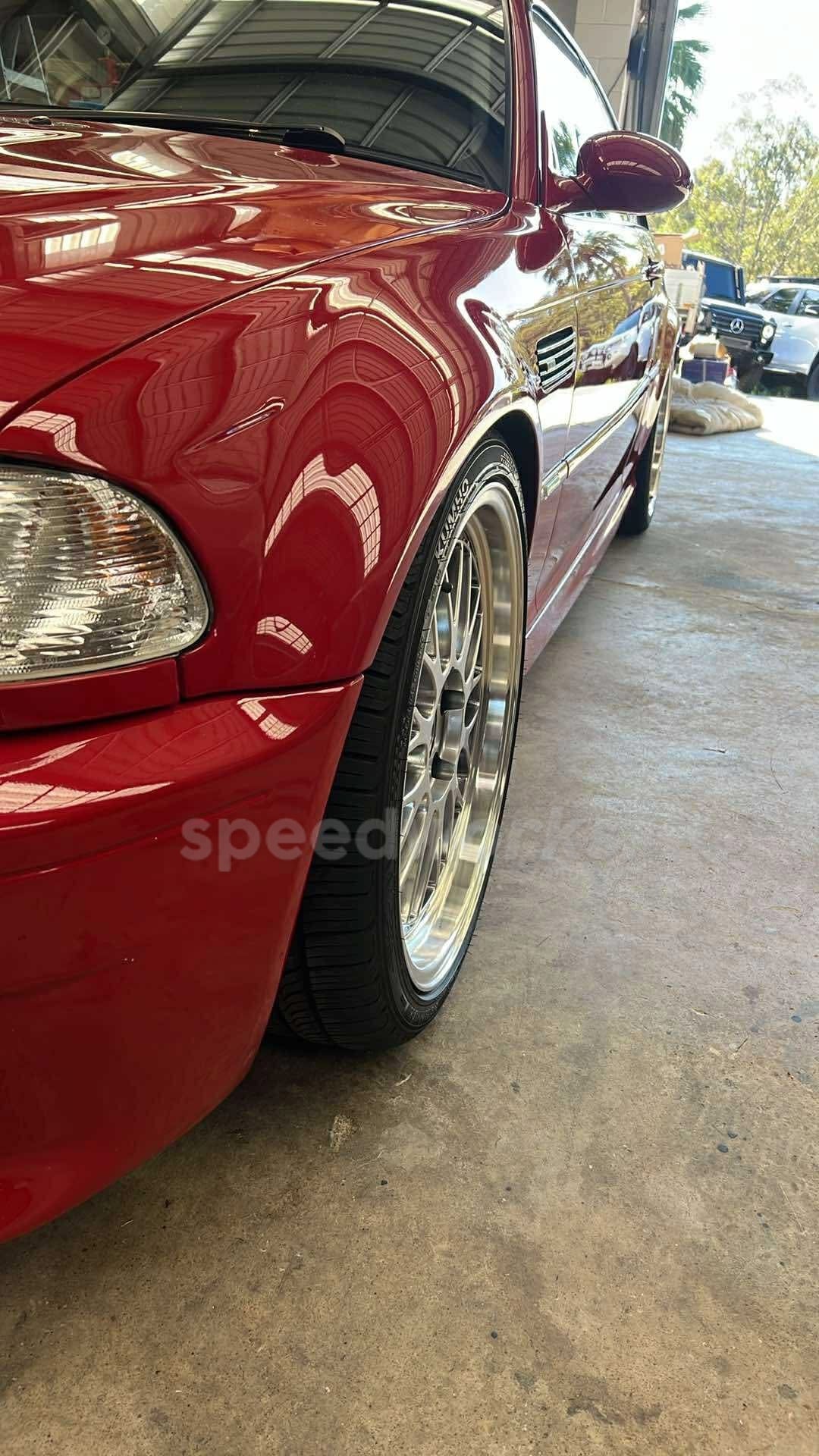 BMW M3 (E46) on SpeedWorks SW02 Staggered: 19x8.5 +30 / 19x9.5 +25 Hyper Black & Machine Lip alloy wheels, customer photo 3 of 3