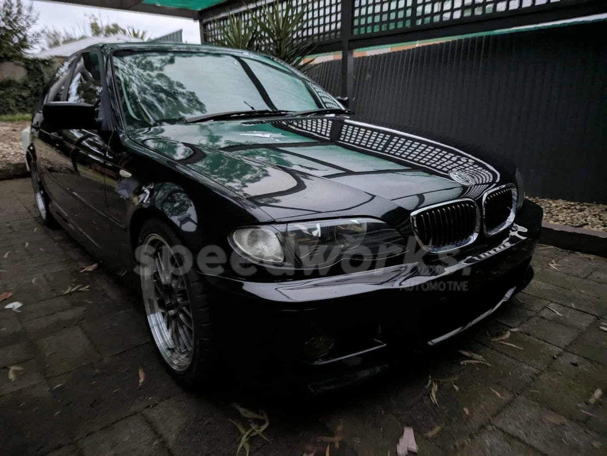 BMW 3 Series Sedan (E46) on SpeedWorks SW02 19x8.5 +30 Hyper Black & Machine Lip alloy wheels, customer photo 2 of 4