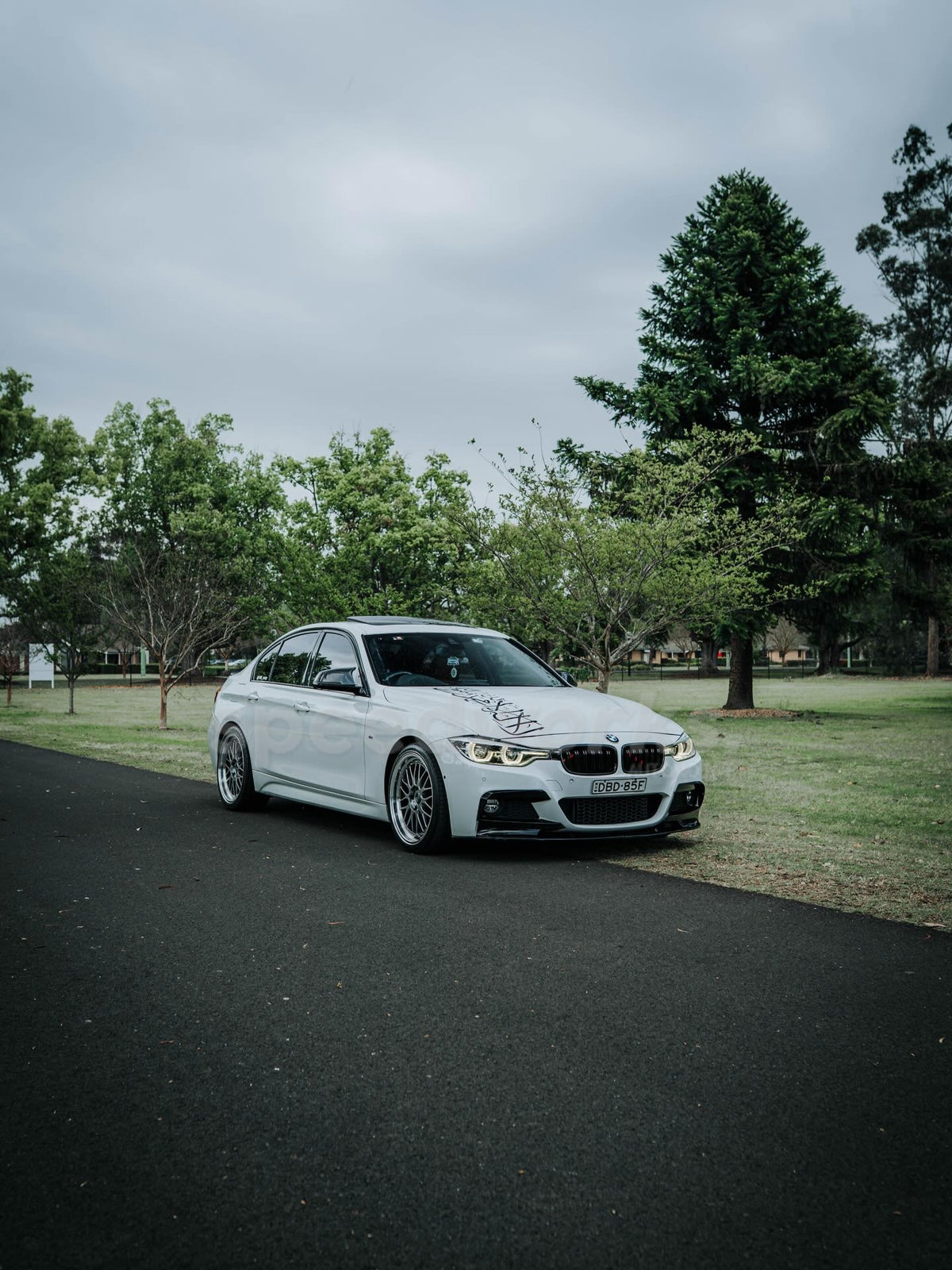 BMW 3 Series Sedan (F30) on SpeedWorks SW02 19x8.5 +30 Hyper Black & Machine Lip alloy wheels, customer photo 1 of 8