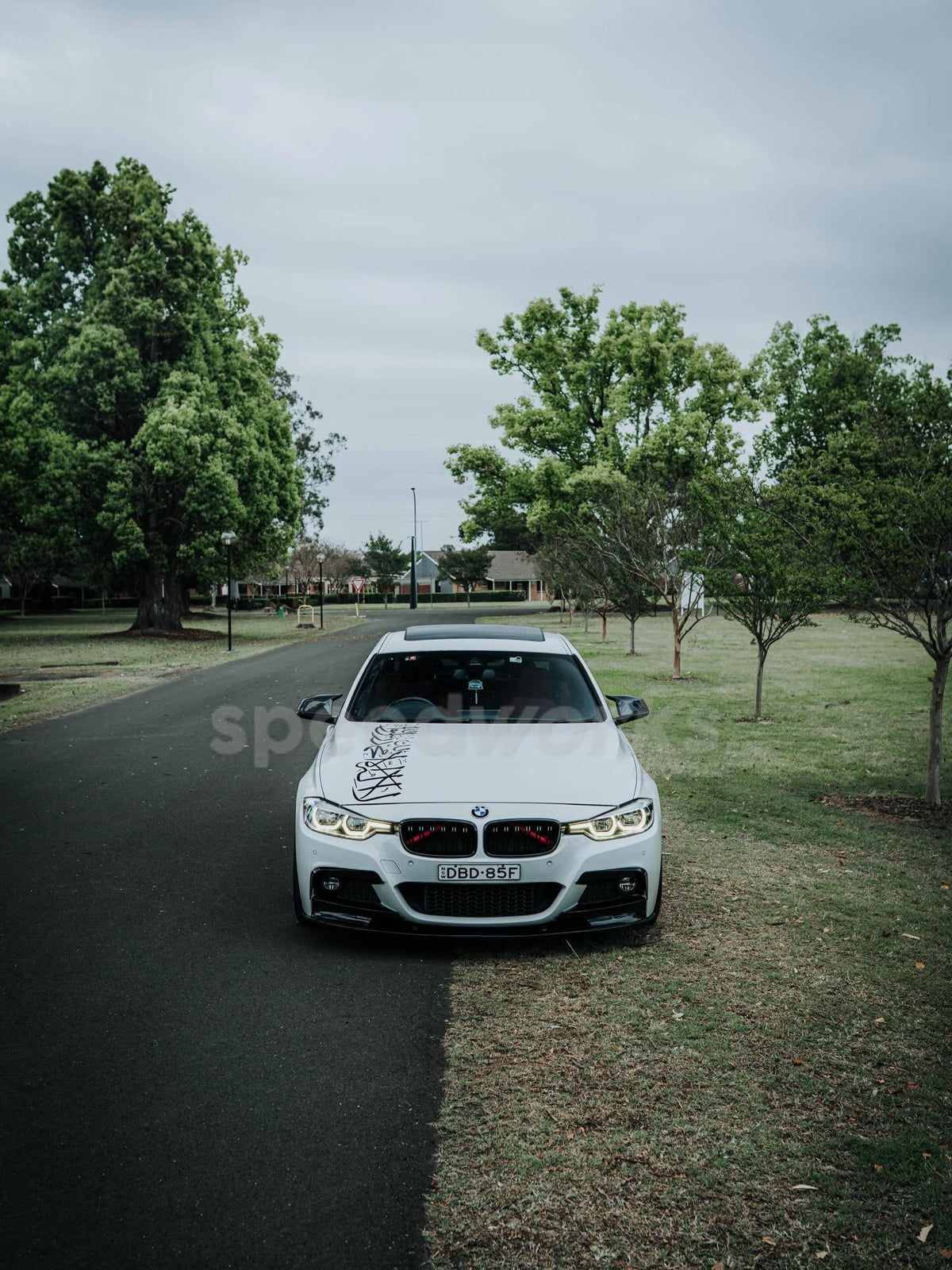BMW 3 Series Sedan (F30) on SpeedWorks SW02 19x8.5 +30 Hyper Black & Machine Lip alloy wheels, customer photo 2 of 8