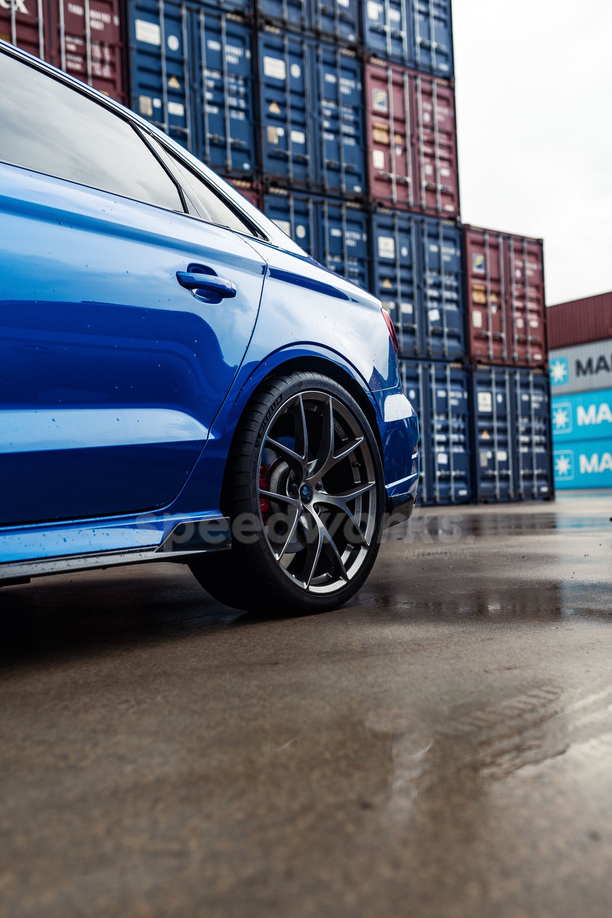 Audi RS3 Sedan (8V) on SpeedWorks SW16 19x8.5 +40 Hyper Black alloy wheels, customer photo 12 of 14