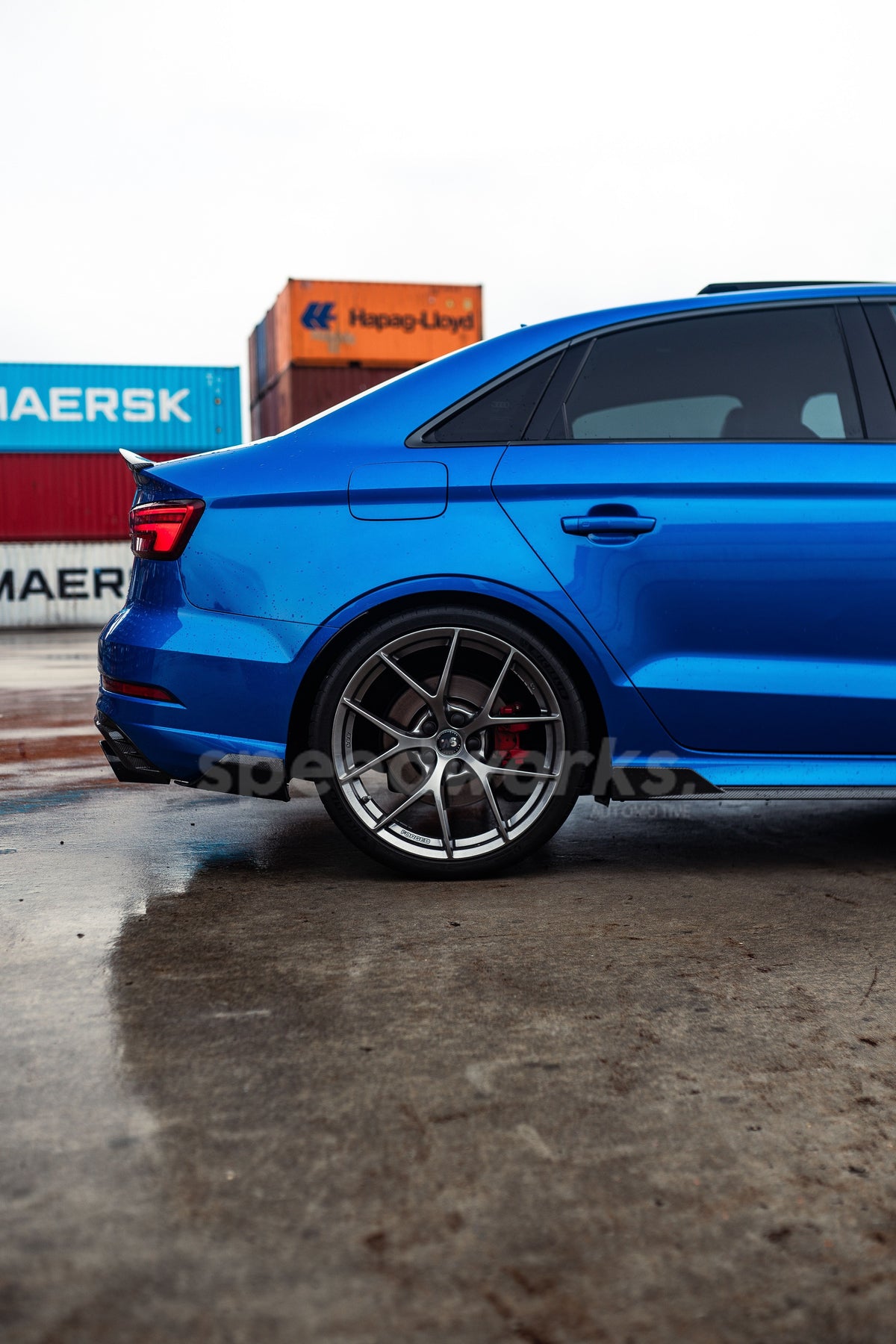 Audi RS3 Sedan (8V) on SpeedWorks SW16 19x8.5 +40 Hyper Black alloy wheels, customer photo 13 of 14