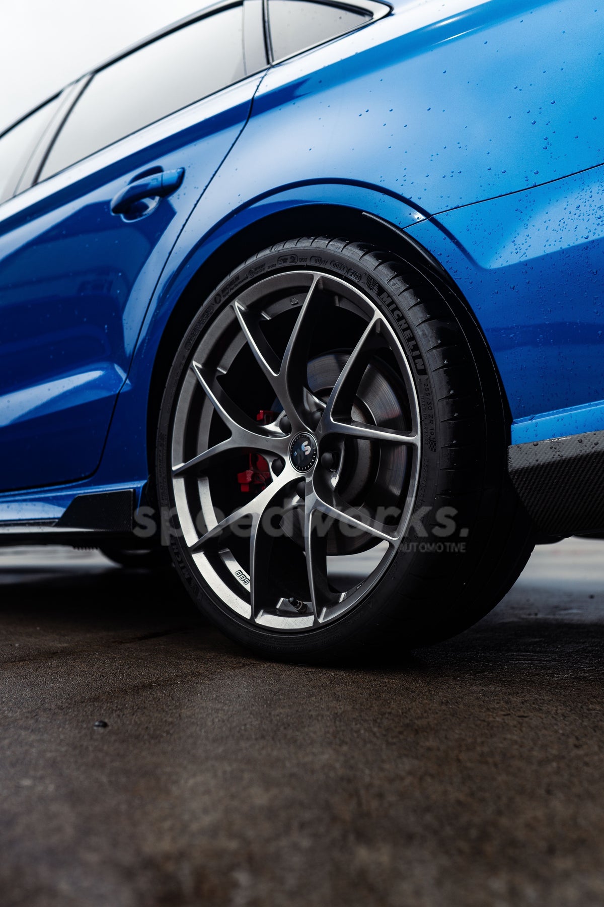 Audi RS3 Sedan (8V) on SpeedWorks SW16 19x8.5 +40 Hyper Black alloy wheels, customer photo 14 of 14