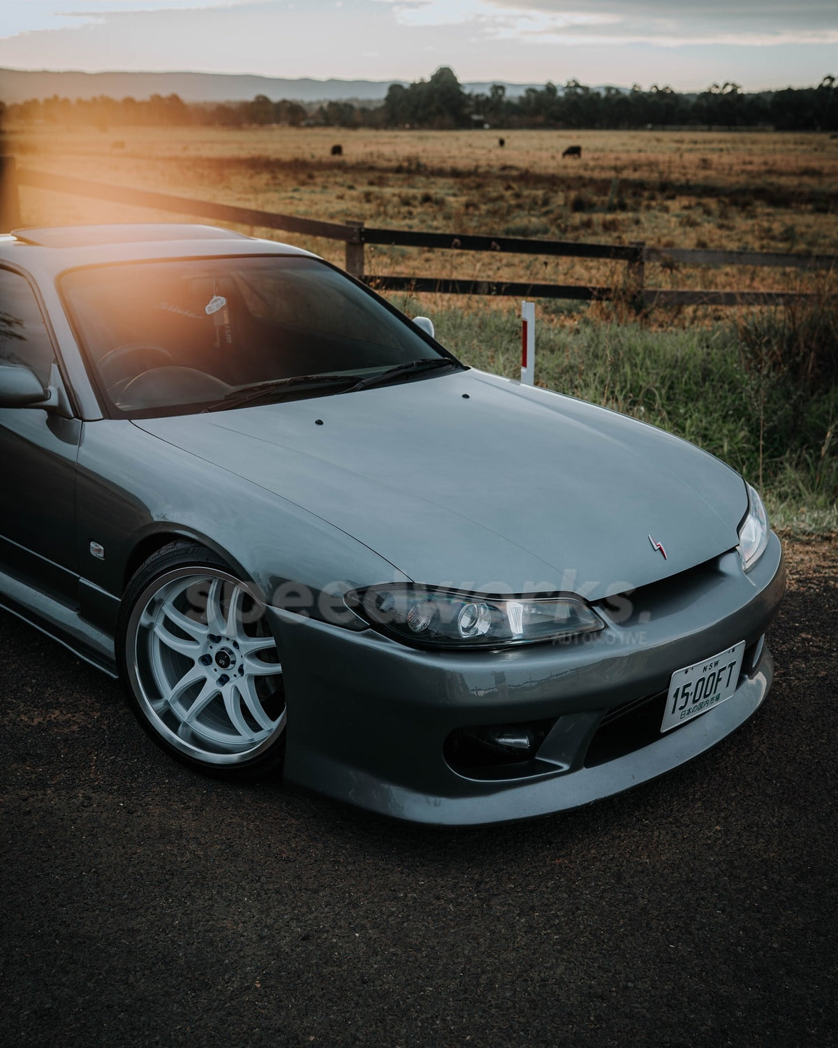 Nissan Silvia (S15) on SpeedWorks SW12 18x9.5 +22 Gloss White & Machine Lip alloy wheels, customer photo 3 of 4
