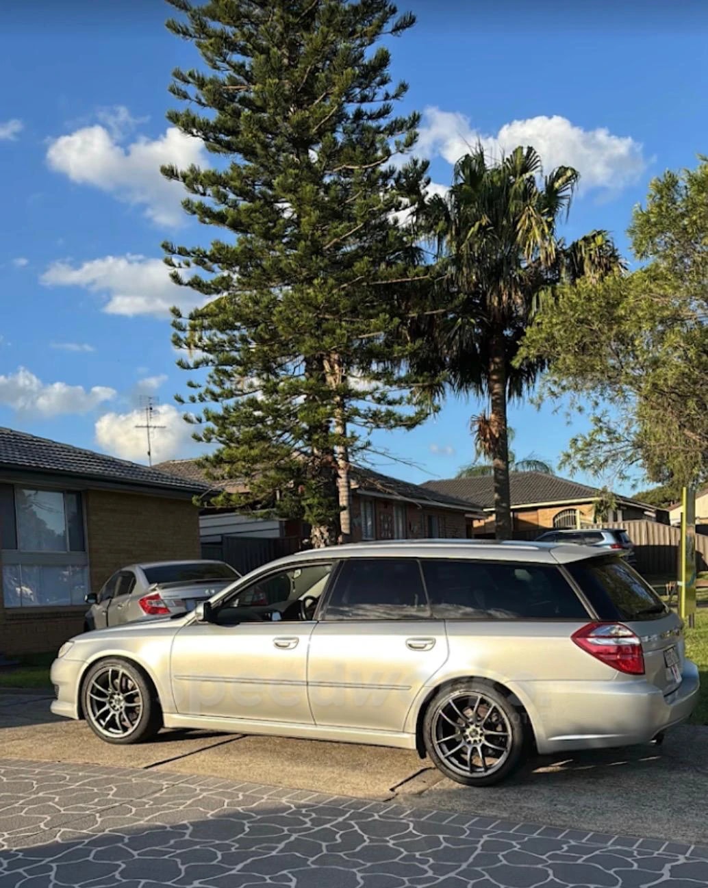 Subaru Liberty Wagon (BP) on SpeedWorks SW01 18x8 +38 Hyper Black alloy wheels
