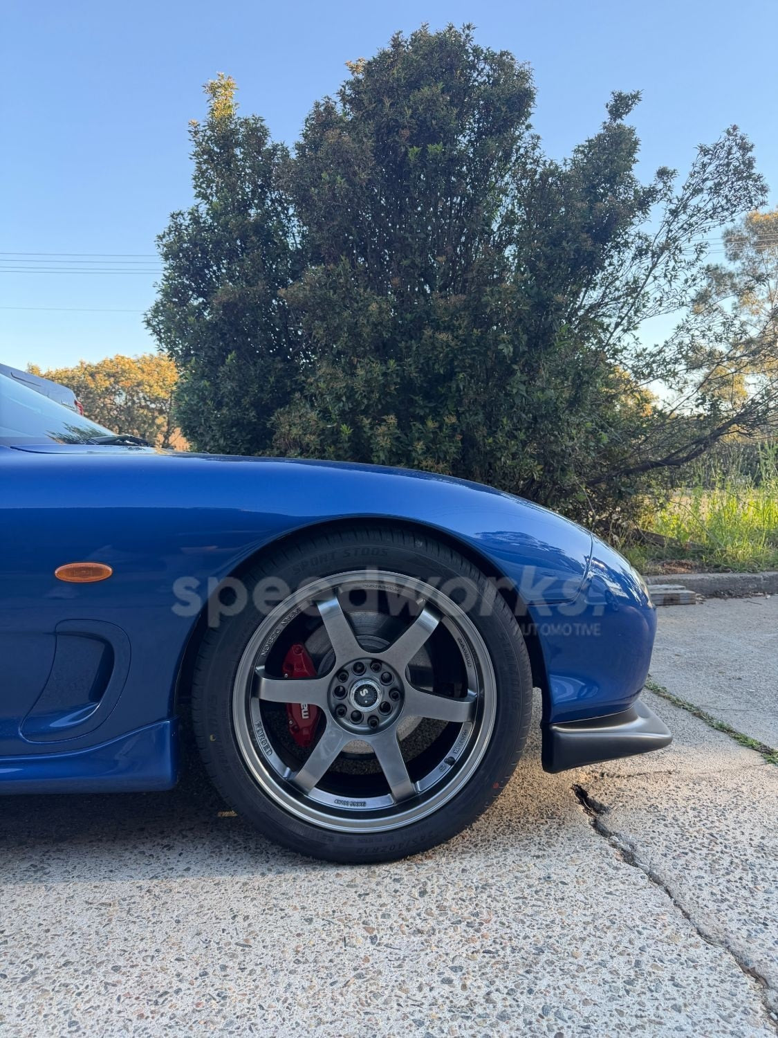 Mazda RX-7 (FD) on SpeedWorks SW04 18x8 +38 Hyper Black alloy wheels, customer photo 3 of 3