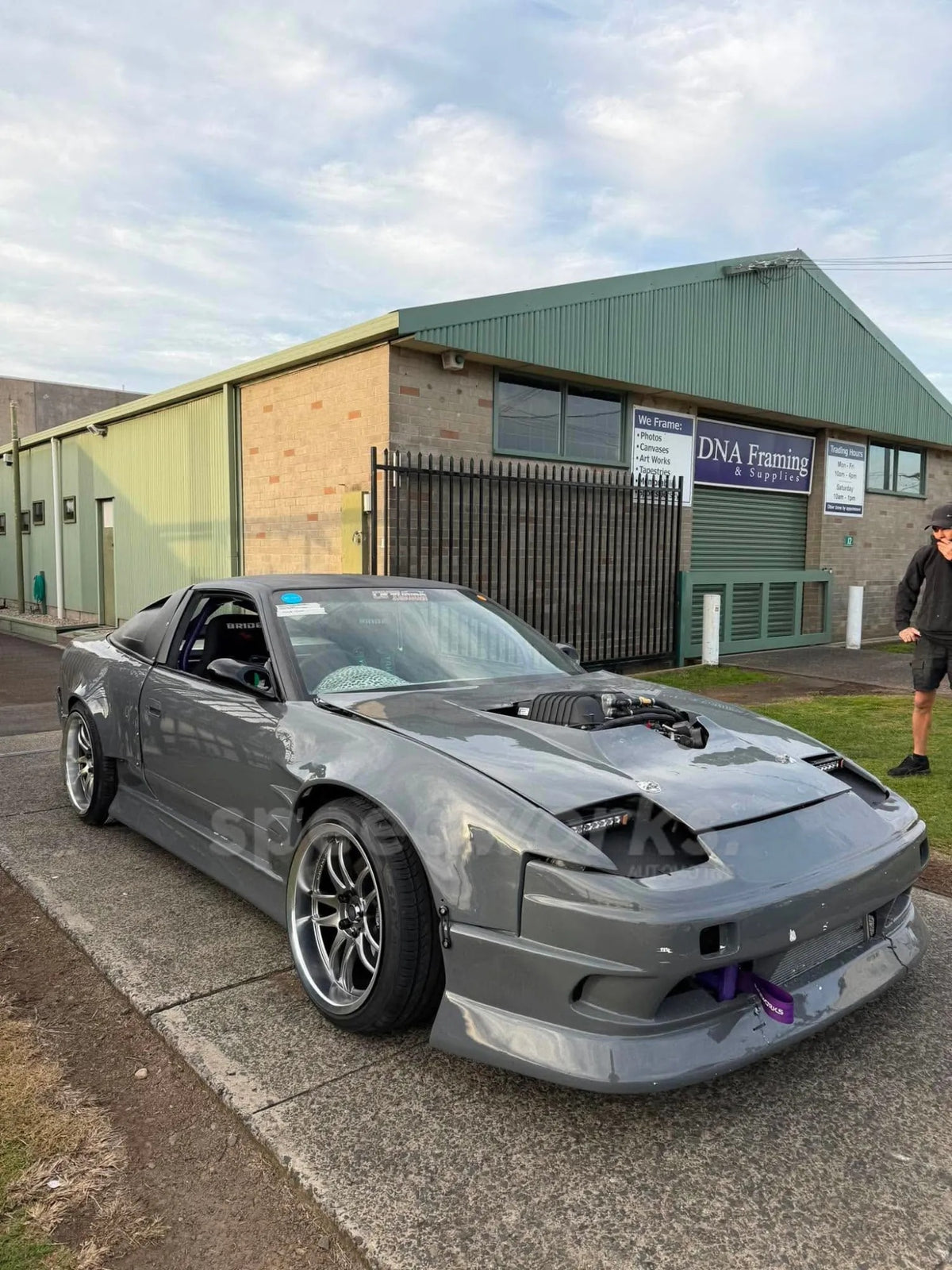 Nissan 180SX (S13) on SpeedWorks SW12 18x9.5 +22 Hyper Black & Machine Lip alloy wheels