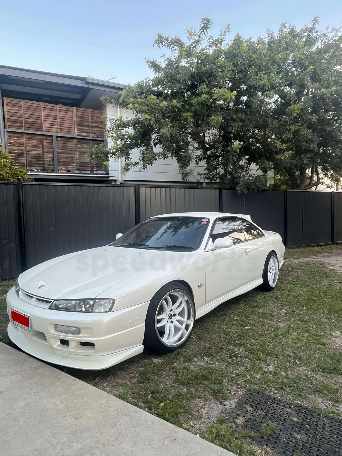 Nissan 200SX (S14a) on SpeedWorks SW12 18x9.5 +22 Gloss White & Machine Lip alloy wheels, customer photo 1 of 2