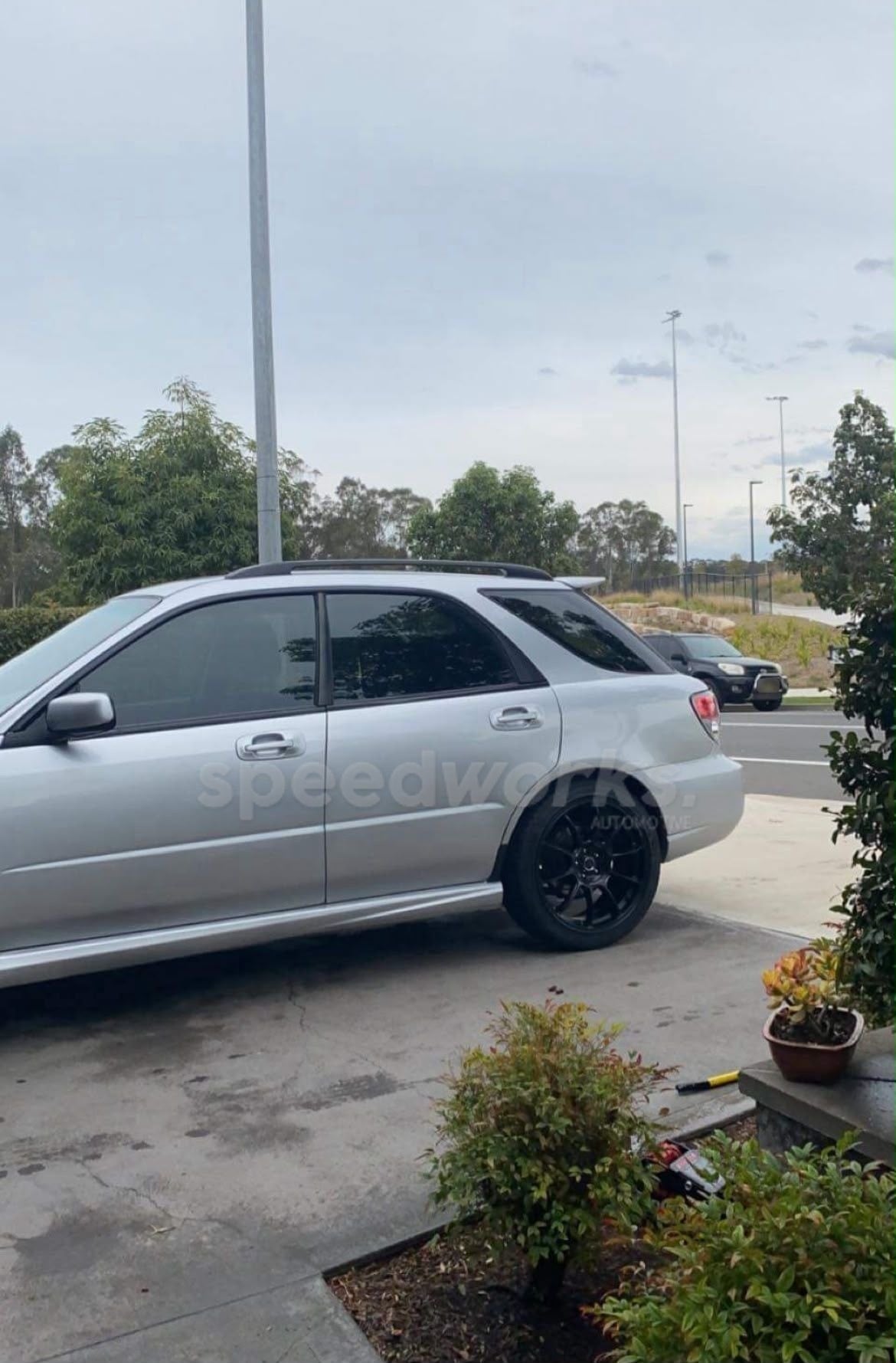 Subaru Impreza Wagon (GG) on SpeedWorks SW03 18x8 +38 Matte Black alloy wheels