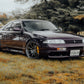 SWF01 forged wheels in Shadow Black Chrome on a purple Nissan Skyline R33, front three-quarter