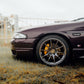 SWF01 forged wheels in Shadow Black Chrome on a purple Nissan Skyline R33, rear wheel close-up