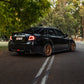 SWF01 forged wheels on a Subaru Impreza WRX, rear three-quarter