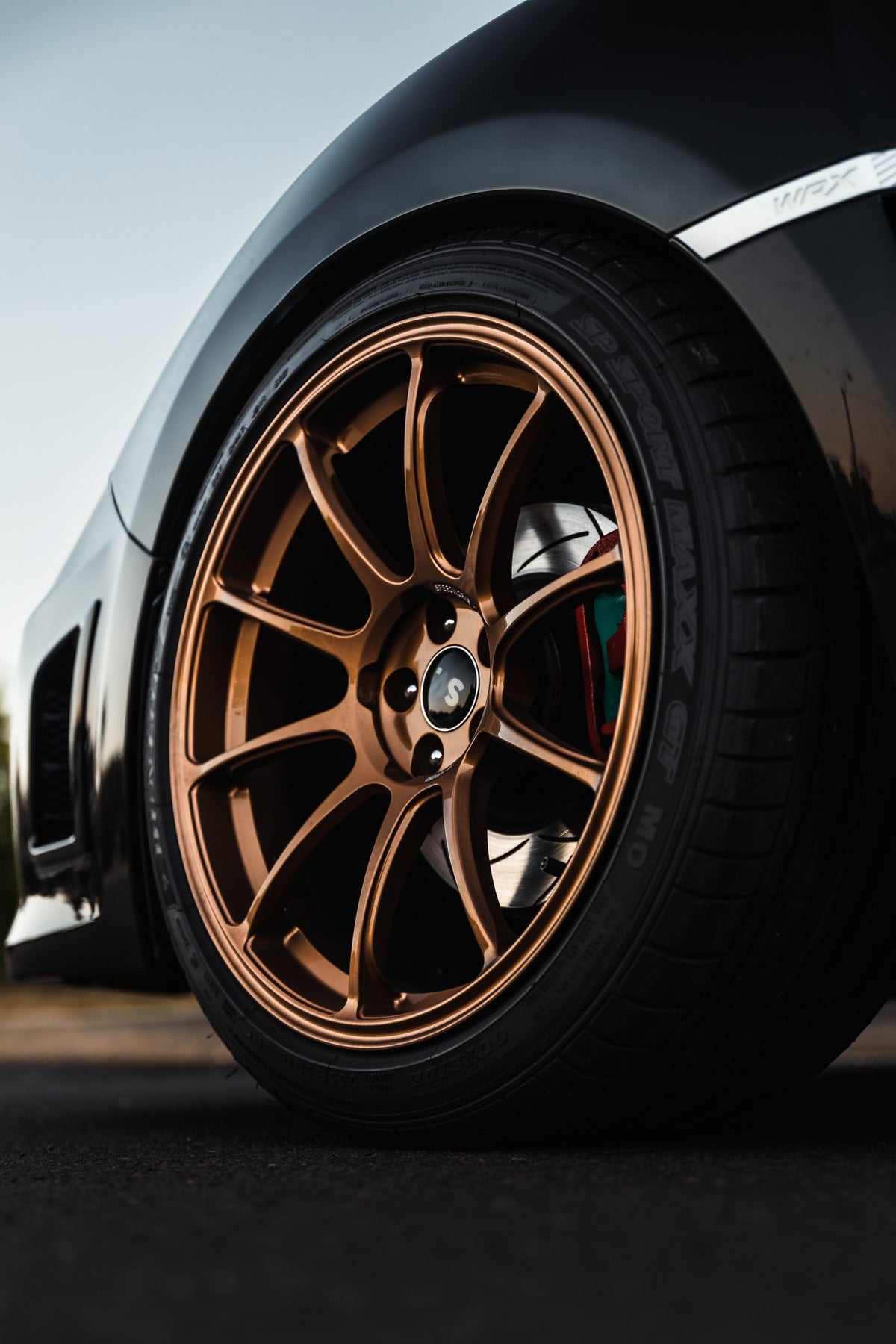 SWF01 forged wheels on a Subaru Impreza WRX, wheel close-up
