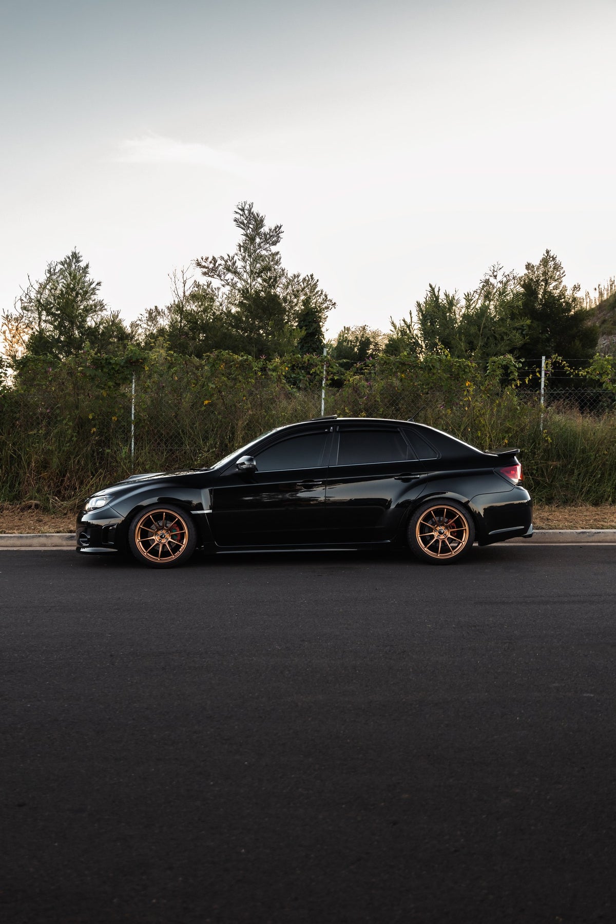 SWF01 forged wheels on a Subaru Impreza WRX, side profile