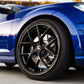 SWF02 forged wheels in Gloss Black on a blue Volkswagen Golf R Mk7, front wheel close-up
