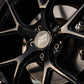 SWF02 forged wheels in Gloss Black on a blue Volkswagen Golf R Mk7, spoke and centre cap detail