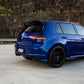 SWF02 forged wheels in Gloss Black on a blue Volkswagen Golf R Mk7, rear three-quarter