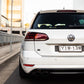 SWF03 forged wheels on a white Volkswagen Golf R Mk7.5 wagon, rear view