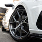 SWF03 forged wheels on a white Volkswagen Golf R Mk7.5 wagon, front wheel, low angle