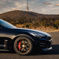 SWF04 forged wheels in Satin Bronze on a black Kia Stinger, front wheel and red Brembo caliper