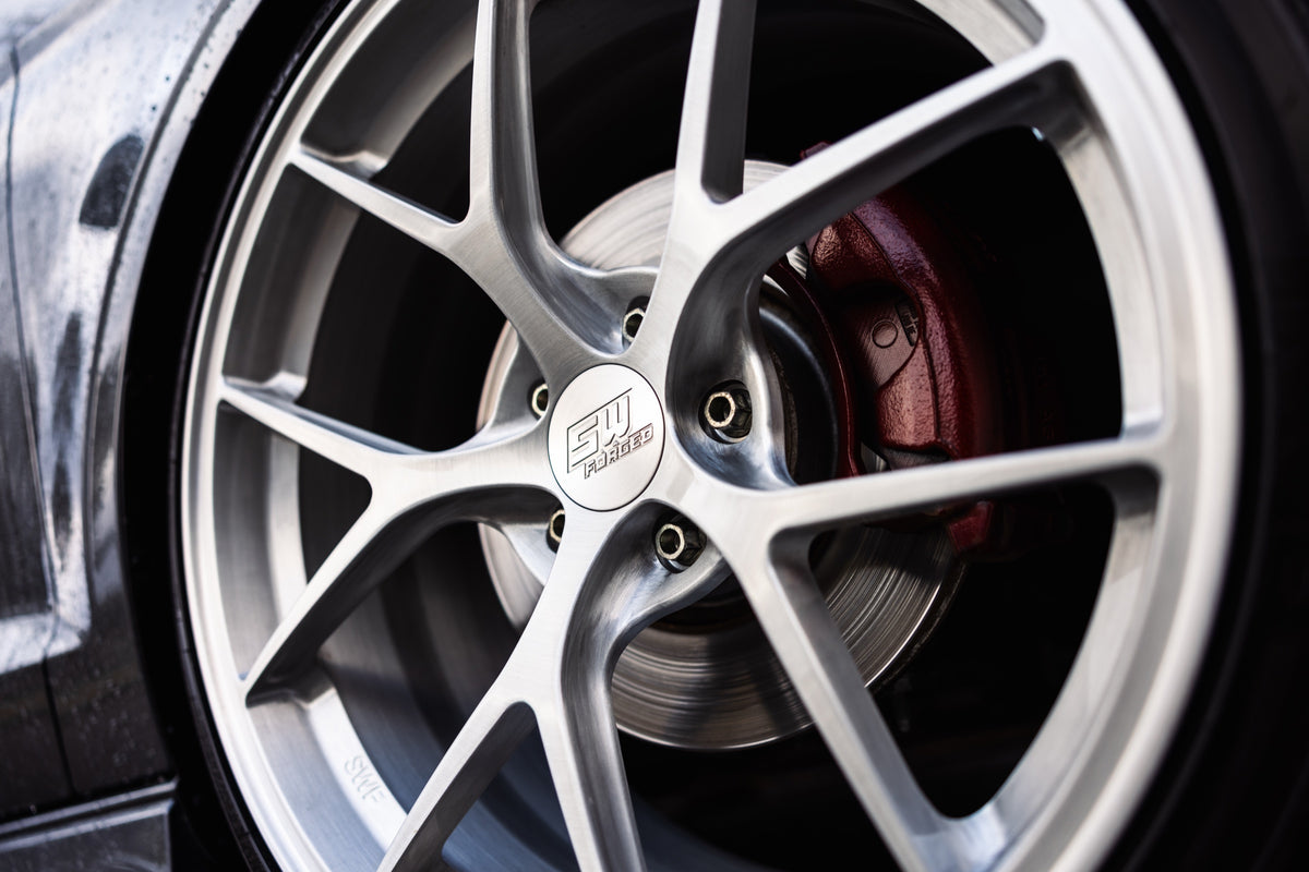 SWF07 forged wheels on an Audi A3 8V, front wheel and brake