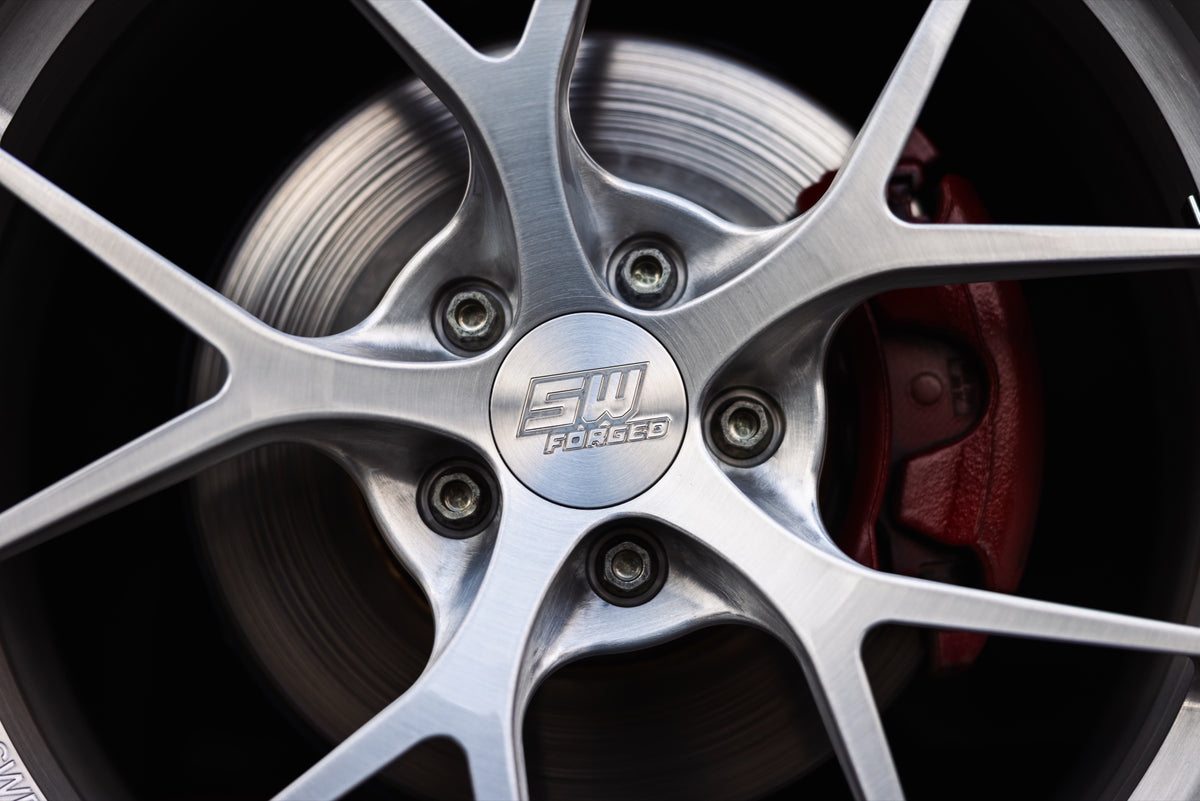 SWF07 forged wheels on an Audi A3 8V, billet centre cap detail