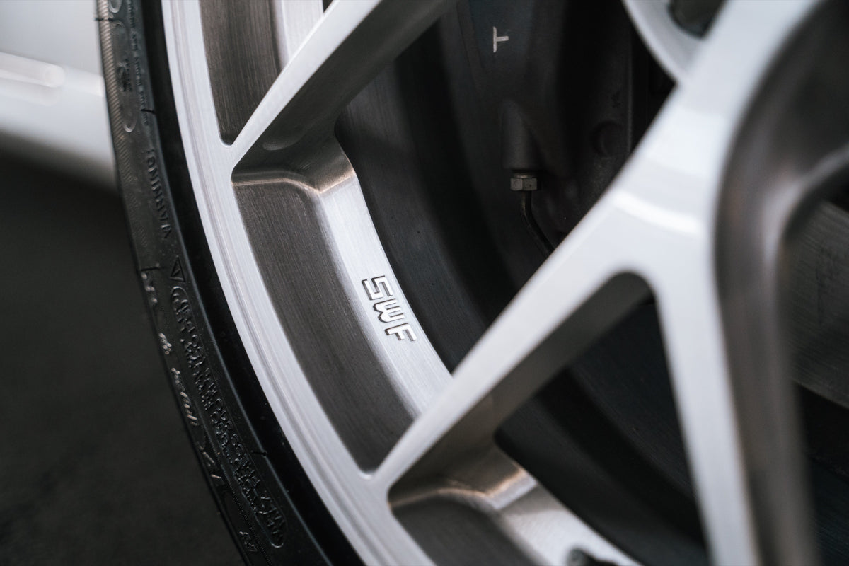 SWF07 forged wheels on a Tesla Model S, forged spoke detail